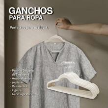 ANDROMEDA INC Set 30pzs Ganchos De Ropa Perchas Terciopelo Antideslizantes - Beis - Ver 7