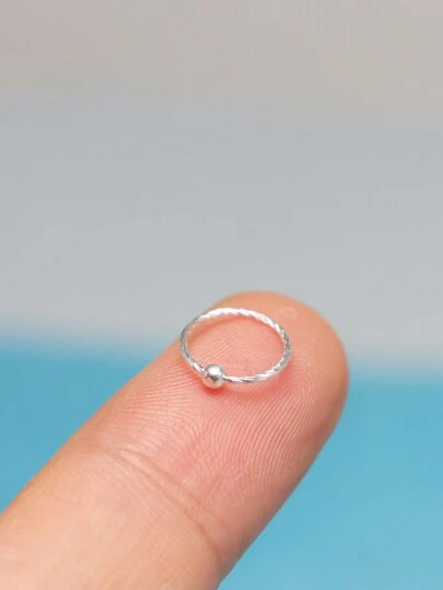 2 件装 22G 鼻环 925 纯银 鼻中隔环 耳软骨耳环 耳轮耳屏耳甲圈 耳洞首饰 女士