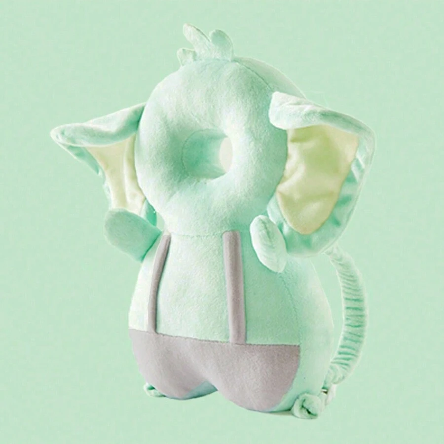 1pc Mint Blue Elephant Shaped Baby Head Protector For Learning To Walk, Ventilated, All Seasons Headguard, Baby Cushion Pillow - Mint Blue - View 1