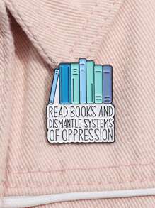 1pc Fun Bookworm Enamel Pin Read And Remove Compression System Brooch Lapel Badge Backpack Jewelry Gift - Multicolor - View 1