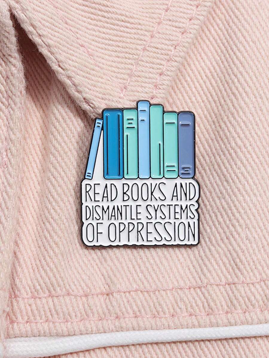 1pc Fun Bookworm Enamel Pin Read And Remove Compression System Brooch Lapel Badge Backpack Jewelry Gift - Multicolor - View 1