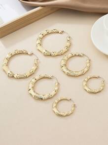 3 paires Boucles d'oreilles jointes en bambou rondes, modernes, simples et à motifs pour femmes