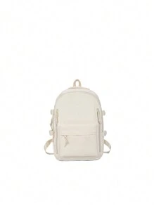 1pc Nylon Zipper Closure Fashionable Unisex Backpack With Simple Design, Suitable For Daily Use