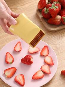 速慢切水果刀，草莓切片器，水果盤切片器，不銹鋼水果蔬菜快速切片機，按壓式 - 彩色 - 查看 6