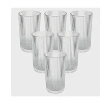 Jogo de Copos de Vidro 6 Unidades Transparente Graffiato Long Drink 370ml 6 peças - Hauskraft - Branco - Visão 3