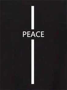 Camiseta De Manga Corta Para Hombre Con Estampado De Letras - Negro - Ver 7