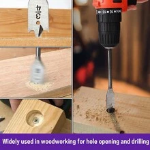 13 Piece Spade Drill Bit Set, Wood Drill Bit Set, Paddle Flat Bit Sets For Woodworking, Carbon Steel Paddle Flat Bit With Quick Change Shank, 1/4" To 1-1/2",Comes With L-Shaped Wrench - Silver - View 4