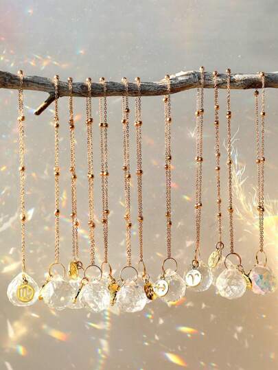 1pc Car Mounted Crystal Twelve Constellation Rearview Mirror Pendant Car Interior Decoration