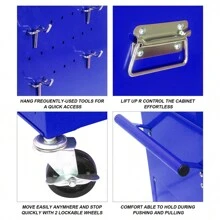 High Capacity Rolling Tool Chest With Wheels And Drawers, 6-Drawer Tool Storage Cabinet--BLUE - 藍色 - 查看 10