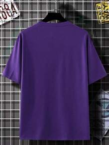Street Life Camiseta con gráfico de letras para hombres, escuela - Morado Violeta - Ver 3
