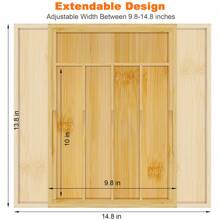 Bamboo Utensil Organizer For Kitchen Drawers, Expandable Utensil Tray And Cutlery Silverware Holder,Wood Drawer Dividers With 7 Adjustable Slots - Màu be - Xem 2