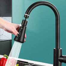 Universal Kitchen Faucet Extension With Splash-Proof Design And Directional Flexibility, One-Click Stop Water, Suitable For Sinks And Showers, With An Additional External Threaded Connector Home Bathroom Decor Fall Decor Back To School - Black - View 1