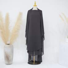 Khăn trùm đầu bằng vải voan hai lớp nâng cấp một màu trơn, phụ kiện abaya thời trang và khăn che mặt dài thanh lịch cho trang phục dự tiệc hàng ngày, khăn trùm đầu mềm mại, quần áo che mặt - Nhiều màu - Xem 16