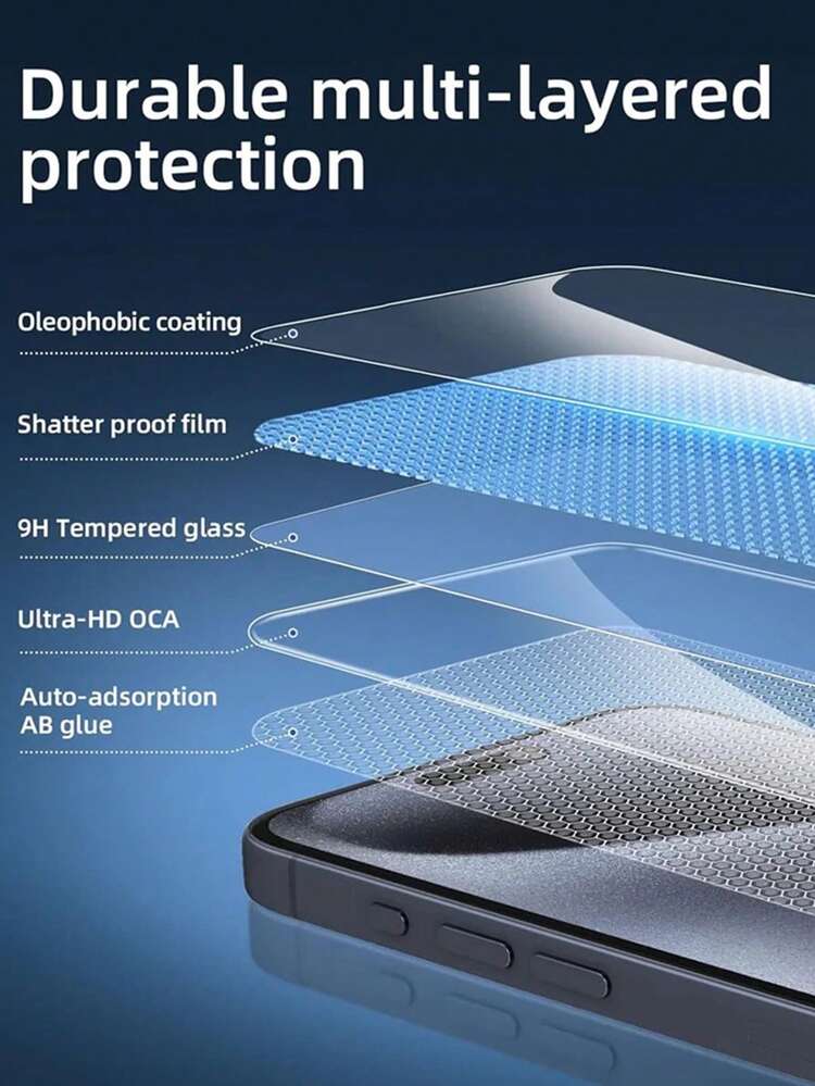 3 pezzi Pellicola protettiva in vetro temperato compatibile con iPhone 13, 14, 15 Pro Max, 11, 12 Pro | SHEIN ALIA
