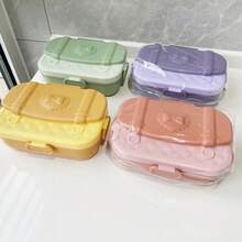Square Multi-Compartment Lunch Tray With Cute Backpack Shaped,  Sealed Portable Bento Box For Students - Purple - View 5