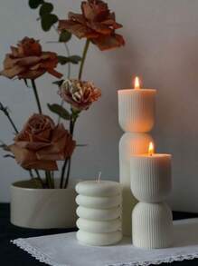 1 pieza de molde de silicona para hacer velas de resina de decoración con diseño de cilindro geométrico de rayas verticales y cristal epóxico, para velas aromáticas DIY