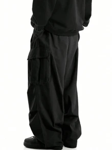 Pantalones cargo de pierna recta con corte amplio para hombre con diseño de estrellas impresas