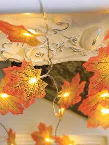1 件枫叶灯串，LED 电池供电，常亮/闪烁，带藤蔓的秋季花环，适用于家庭、派对、室内、室外、节日装饰、感恩节、圣诞节、收获季节、冬季装饰万圣节装饰房间装饰万圣节花园装饰礼物仙女节日装饰节日装饰 - 紅木色 - 查看 9