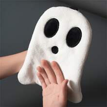 1 pieza Toalla de mano con diseño de mano fantasma, decoración colgante bonita para el baño, toalla suave y absorbente de felpa de coral adecuada para el hogar, la cocina, toalla de té, regalo, decoración de baño