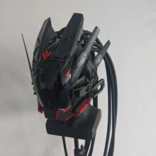 1Pcs Cool LED Lights Punk Mask With Tubular Braid Futurist Science Fiction Mechanical Mask Halloween Cosplay Masks Sci-Fi Gear Party Music Festival Props - 紅色 - 查看 8