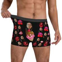 Cuecas Engraçadas Personalizadas para Homens, Namorado, Marido, Cuecas Boxer com Foto do Rosto, Presentes do Dia dos Namorados para Ele - Preto - Visão 6