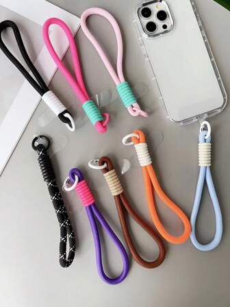 1 pieza Cordón de nailon trenzado de unicolor creativo y simple antirrobo, adecuado para fundas de teléfono y llaveros, regalo para madres, familia, amigos, cumpleaños, fiestas, colgante de teléfono, cadena de teléfono