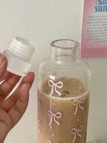 1pc 北欧风波点蝴蝶结玻璃杯，INS风高颜值早餐牛奶杯配创意美式冷萃咖啡杯家用夏季饮品水杯节日礼物生日祝福派对用品送男朋友女朋友的礼物 - 彩色 - 查看 8