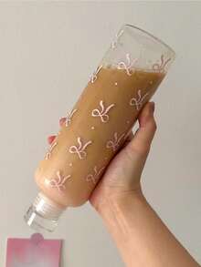 1pc 北欧风波点蝴蝶结玻璃杯，INS风高颜值早餐牛奶杯配创意美式冷萃咖啡杯家用夏季饮品水杯节日礼物生日祝福派对用品送男朋友女朋友的礼物 - 彩色 - 查看 9