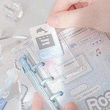 Rosyposy Libreta de diario de 70 hojas con encuadernación de 1 pieza con página interior de color, mini libro de bolsillo portátil con cubierta de PVC transparente linda, viene con pegatinas y etiquetas adhesivas - Multicolor - Ver 12