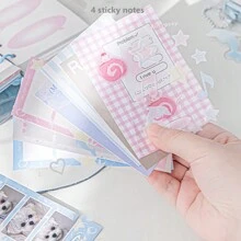 Rosyposy Libreta de diario de 70 hojas con encuadernación de 1 pieza con página interior de color, mini libro de bolsillo portátil con cubierta de PVC transparente linda, viene con pegatinas y etiquetas adhesivas - Multicolor - Ver 11
