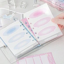 Rosyposy Libreta de diario de 70 hojas con encuadernación de 1 pieza con página interior de color, mini libro de bolsillo portátil con cubierta de PVC transparente linda, viene con pegatinas y etiquetas adhesivas - Multicolor - Ver 9