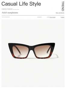 1 pièce Lunettes de mode vintage femme à l'œil de chat en acrylique avec contraste de couleurs, convient pour les sorties, les tenues et les cadeaux de vacances d'été, extérieur, voyage