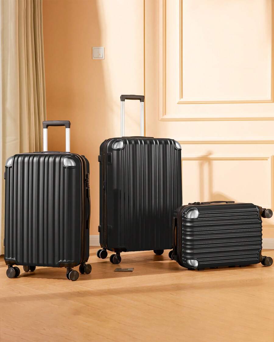 3 Piece Expandable Luggage Sets With Spinner Wheels,ABS Hard Suitcases ...