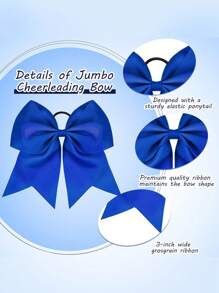 2 Packs Girl's School Sports Cheerleading Bow 8 Inch Cheer Hair Bows Large Cheerleading Hair Bows With Ponytail Holder For Teen Girls Softball Cheerleader Outfit Uniform