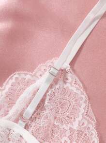 بوديسوت داخلية نسائية من الدانتيل الجذاب، بفتحة في المنطقة الحساسة، بدلة نوم، مناسبة للخروج