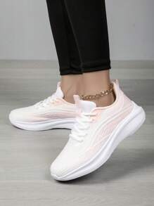 女士針織運動鞋，具有柔軟透氣的鞋底，輕盈防滑，適用於戶外活動和慢跑的吸震功能鞋