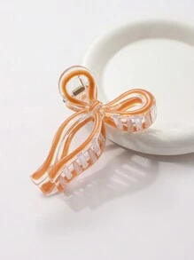 1pc Women's 11cm Elegant Ribbon Bow Plastic Drip Hair Claw Clip, Daily Wear Valentine's Day Valentines Hair Clips Hair Jaw Clip Hair Clamps Hair Clutch Hair Catcher Clip