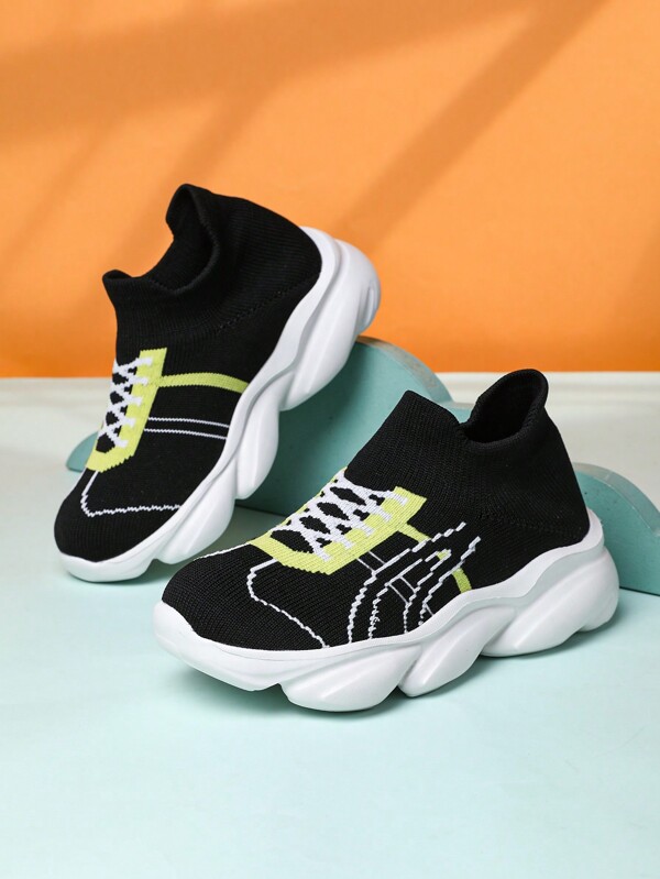 1 Pair Kids/Youth Casual Knit Sneakers, Fashionable Soft Sole Breathable Sports Shoes