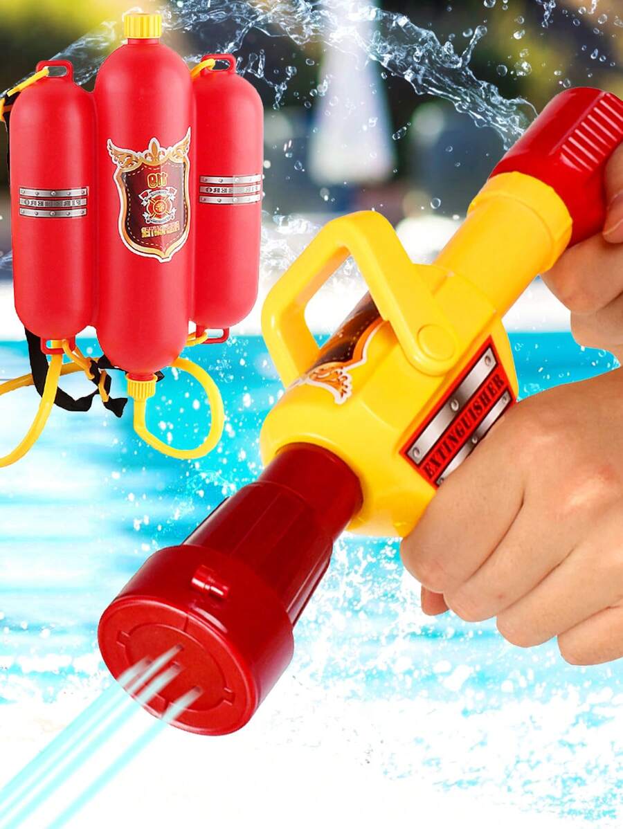 1 Set Juguete de manguera contra incendios de tipo manual con pistola de agua creativa de mochila de bombero con gran capacidad, Juguetes de pistola de agua para el verano - Multicolor - Ver 1