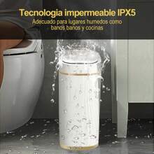 Botes de Basura,Cubo De Basura Automático Con Sensor Para Baño,Cubo de Basura de Plástico,Botes de Basura Inteligente,Cubo de basura inteligente con tapa,para Inodoro,Dormitorio y Sala De Esta - Blanco - Ver 5