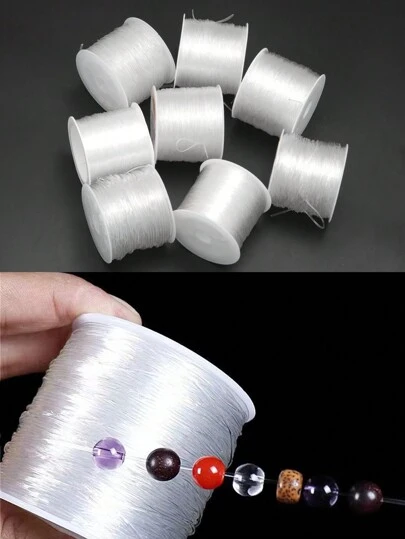 1入組0.4mm-1.5mm耐用堅固透明彈性織線，適用於珠子手鐲/項鏈，長度100米/50米，適用於DIY珠寶配飾的透明水晶彈性織帶