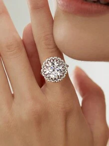 1pc 5 Carat Moissanite Engagement/Wedding Ring, S925 Sterling Silver Romantic Starry Ring, Eternal Luxurious Ring, Anniversary Ring, Luxury Jewelry, Gift For Women, Diamond Ring - Silver - View 4