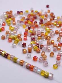 4mm 100pcs/Lot Pink Purple Cube Czech Crystal Glass Beads Cube Square Glass Loose Space Beads For Jewelry Making DIY Handmade