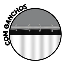 Cortina Box Lisa Com Ganchos Impermeável Antimofo 100% Vinil 1,98x1,38 2 Cores Disponíveis Preto e Branco - Preto - Visão 5