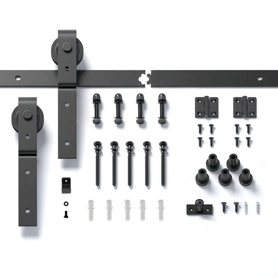 60" Bi-Folding Sliding Barn Door Hardware Kit For 2 Doors,Smoothly&Quietly,Black Track J Shape Roller - Black - View 1