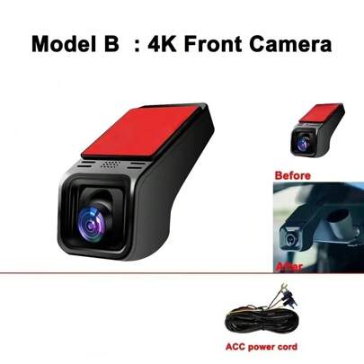 4K 2160P WiFi 车载 DVR 行车记录仪摄像头 24 小时停车监控 APP 控制汽车行车录像机适用于所有汽车无需存储卡
