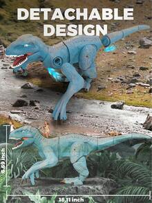 遙控恐龍遙控迅猛龍噴霧飛行龍行走逼真機器人，LED噴霧明亮眼睛和聲音，2.4Ghz類比遙控玩具，恐龍模型，適合6-12歲兒童 - 彩色 - 查看 4