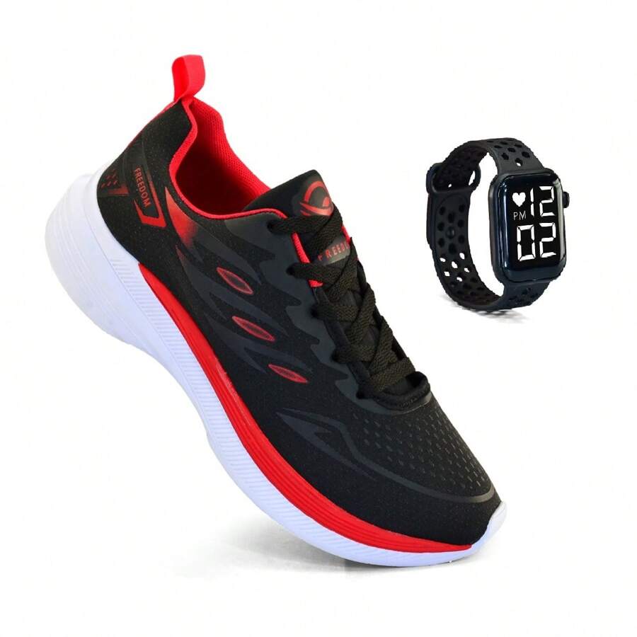Men Sneakers - ĐEN ĐỎ - Xem 1