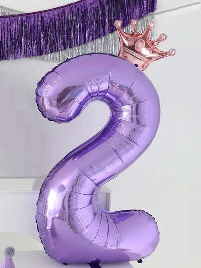 Balão metalizado roxo de 40 polegadas com mini coroa dourada rosa, 2 peças, para decoração de festa de aniversário, volta às aulas, dia dos namorados