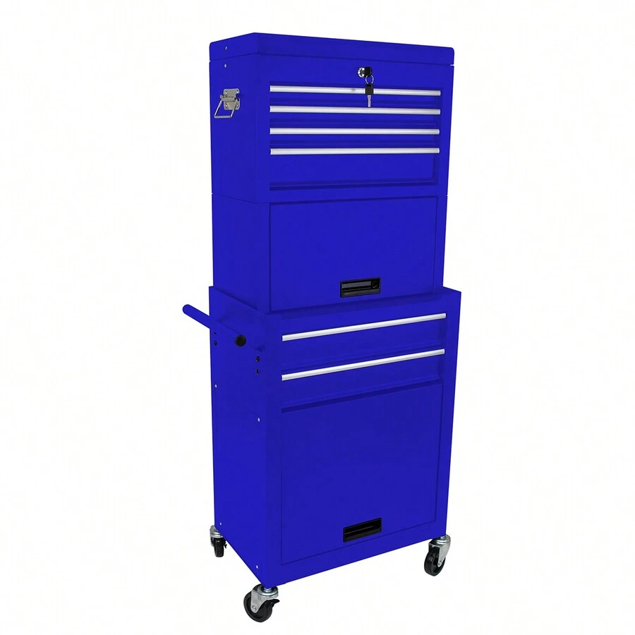 High Capacity Rolling Tool Chest With Wheels And Drawers, 6-Drawer Tool Storage Cabinet--BLUE - 藍色 - 查看 1
